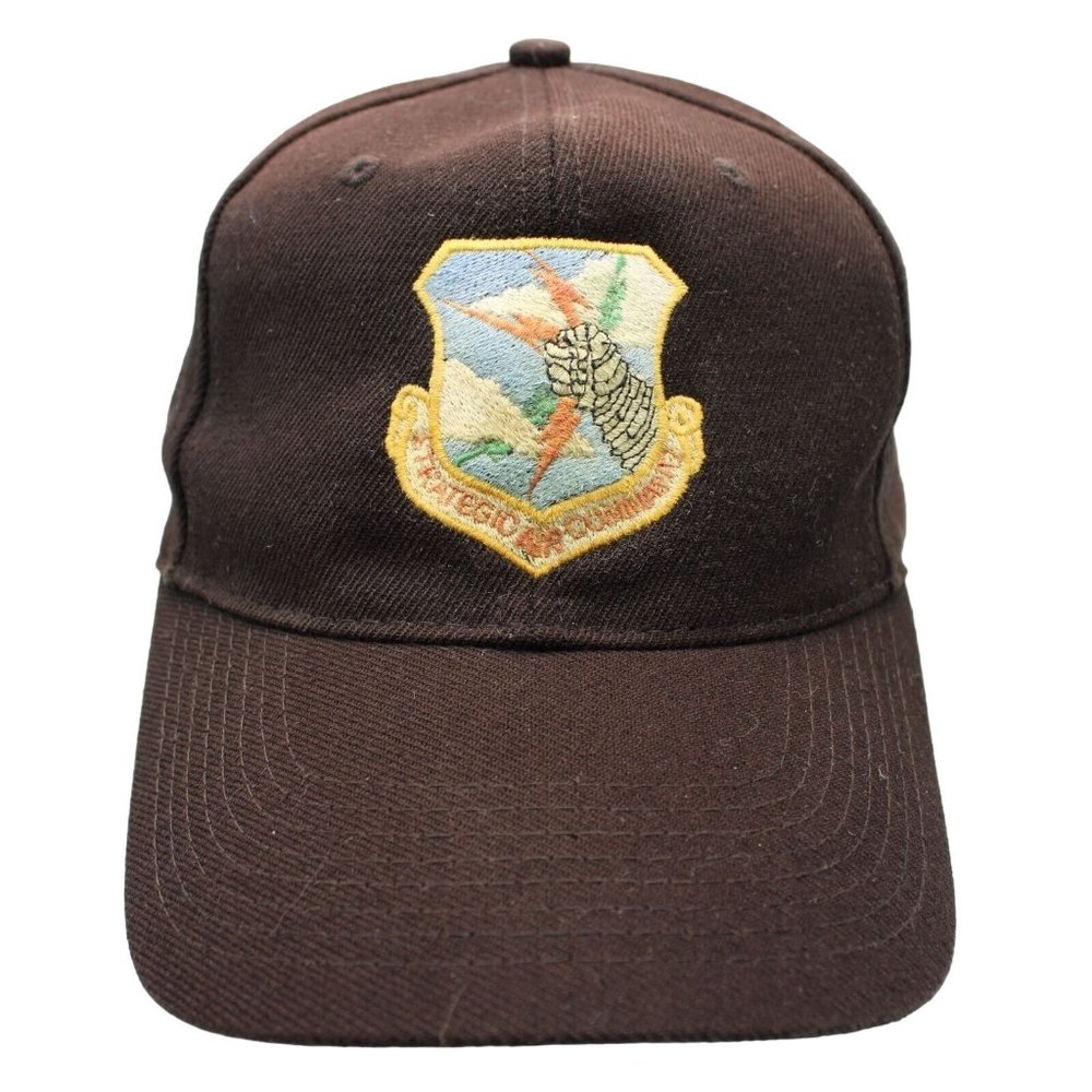 USAF Strategic Air Command Logo Black Baseball Hat Cap Adjustable Hook Loop